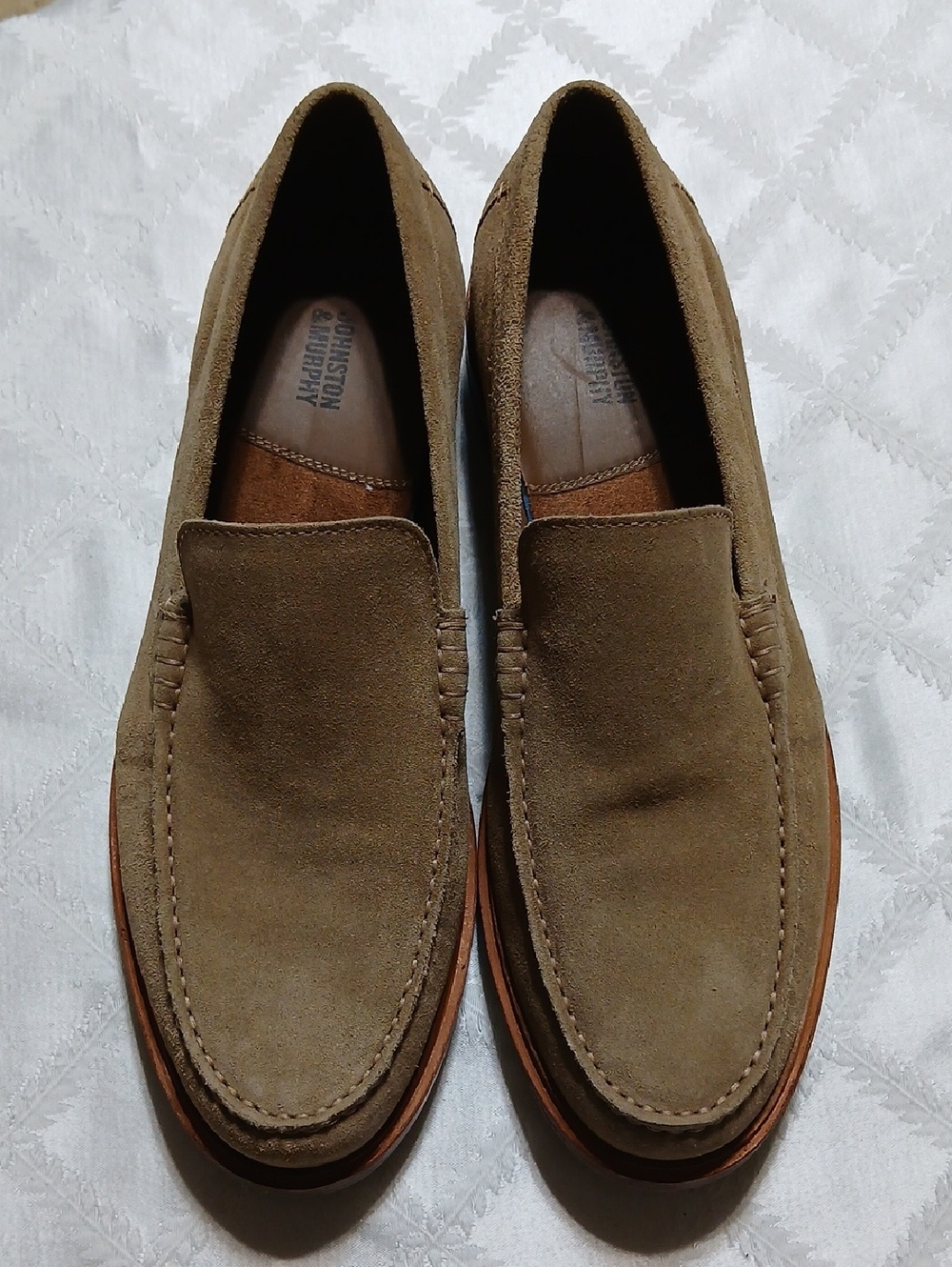 Johnston & Murphy Lyles Venetian Loafers Men's 12M Tan Suede Casual Shoes